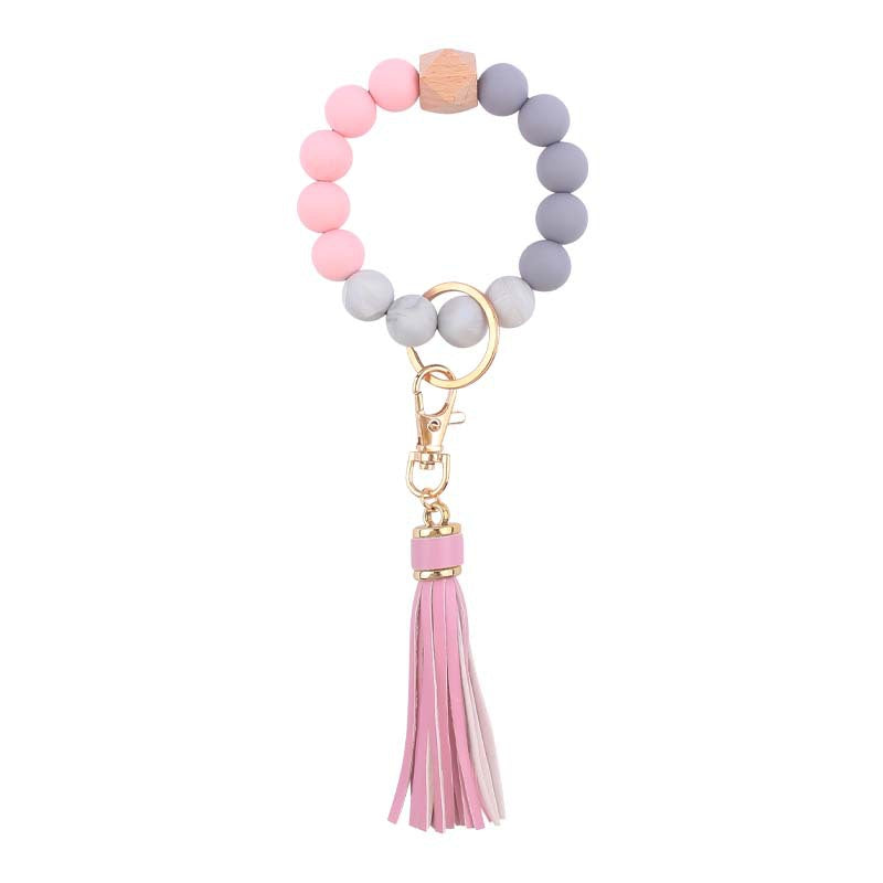 Wholesale Leather PU Tassel Silicone Wrist Keychain